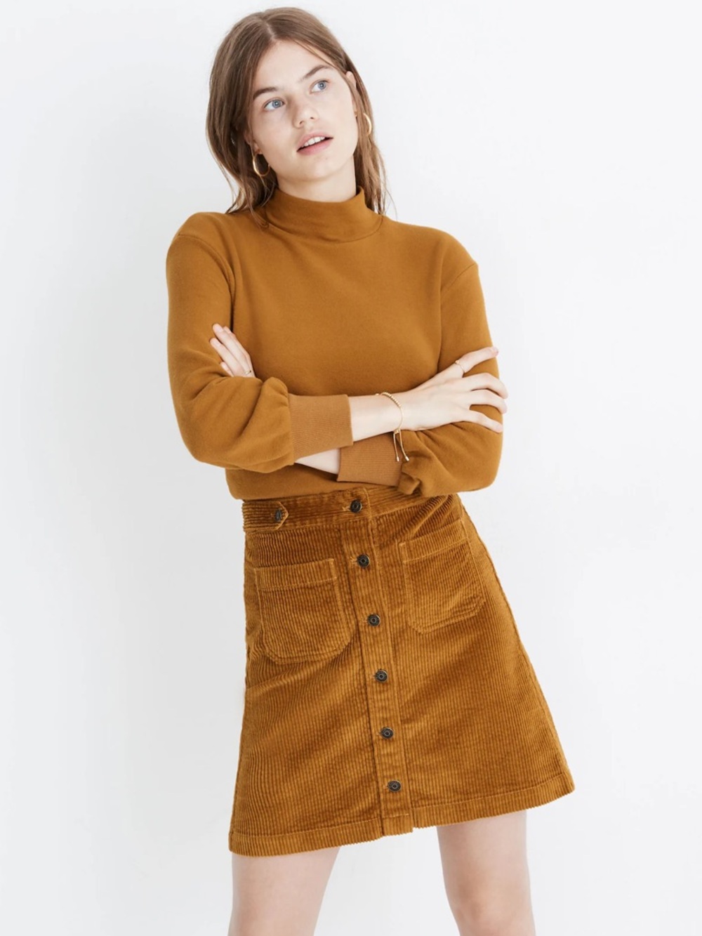 Madewell Corduroy A-Line Mini Skirt: Patch Pocket Edition Antique Gold Size 6